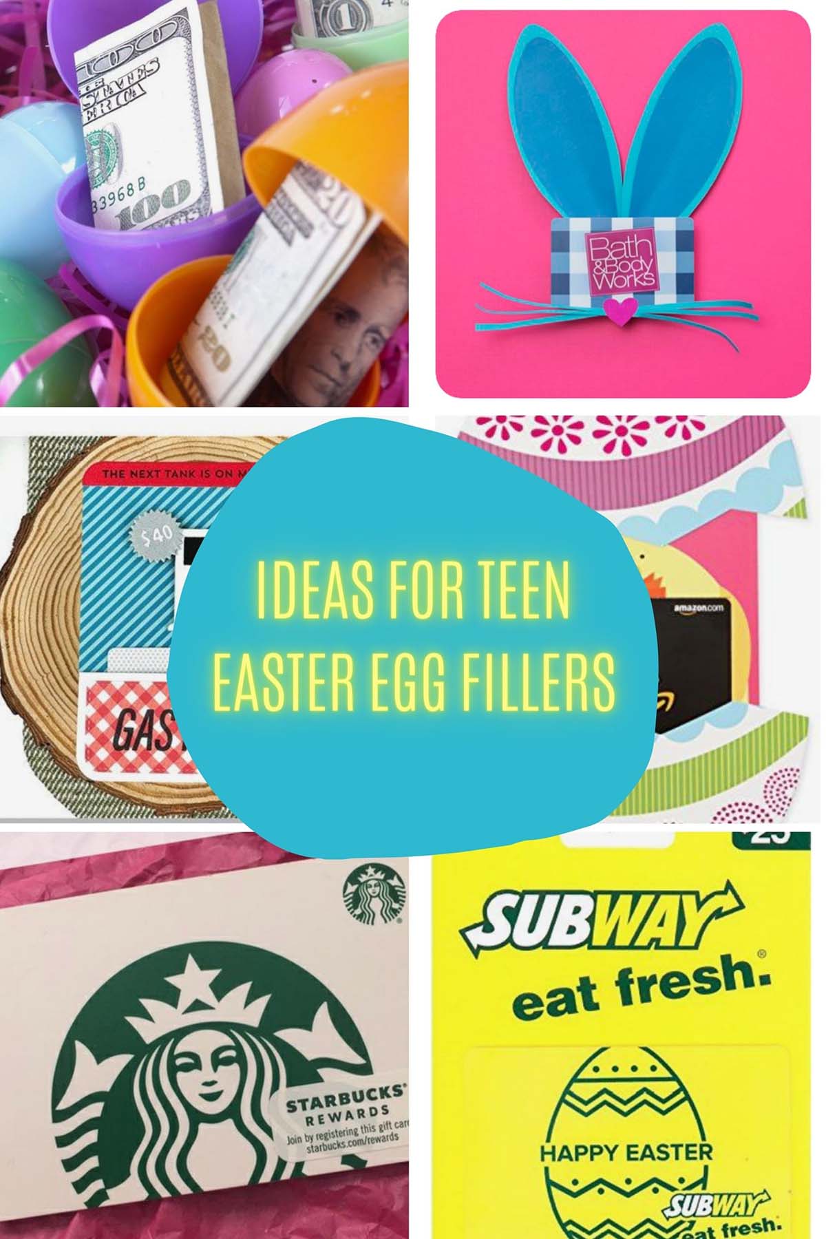 Cash and gift cards to fill Easter eggs with for teens.